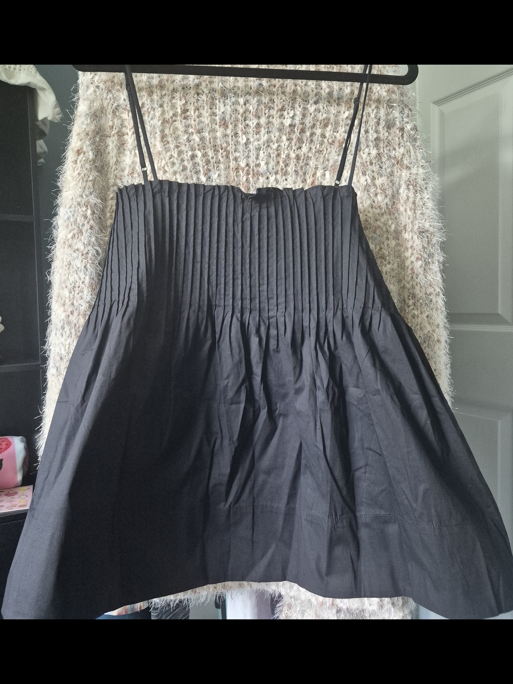Wayf Black Pleated Bustier Style Cotton Top Sz XL